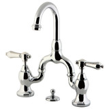 Kingston Brass KS7991BAL Heirloom Bridge Bathroom Faucet with Brass Pop-Up, Polished Chrome
