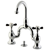 Kingston Brass KS7991BEX Essex Bridge Bathroom Faucet with Brass Pop-Up, Polished Chrome