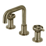 Kingston Brass KS142RKXAB Webb Widespread Two Handle Bathroom Faucet with Push Pop-Up, Antique Brass