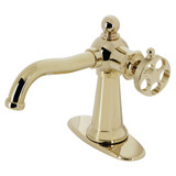 Kingston Brass KSD3542RKX Webb Single Handle Bathroom Faucet with Push Pop-Up, Polished Brass