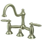 Kingston Brass KS3918GL Restoration Bathroom Bridge Faucet, Brushed Nickel