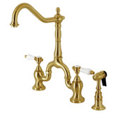 Kingston Brass KS7757BPLBS Bel-Air Bridge Kitchen Faucet with Brass Sprayer, Brushed Brass