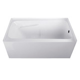 Kingston Brass Aqua Eden VTAP543023R 54-Inch Acrylic Alcove Tub with Arm Rest and Right Hand Drain Hole, White