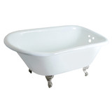 Kingston Brass Aqua Eden VCT3D483018NT8 48-Inch Cast Iron Roll Top Clawfoot Tub with 3-3/8 Inch Wall Drillings, White/Brushed Nickel