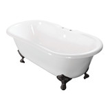 Kingston Brass  Aqua Eden VCT7D663013NB0 66-Inch Cast Iron Double Ended Clawfoot Tub with 7-Inch Faucet Drillings, White/Matte Black