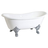Kingston Brass Aqua Eden VCTNDS6731NL1 67-Inch Cast Iron Double Slipper Clawfoot Tub (No Faucet Drillings), White/Polished Chrome