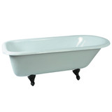 Kingston Brass Aqua Eden NHVCTND673123T5 66-Inch Cast Iron Roll Top Clawfoot Tub (No Faucet Drillings), White/Oil Rubbed Bronze