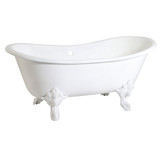 Kingston Brass Aqua Eden VCTNDS6731NLW 67-Inch Cast Iron Double Slipper Clawfoot Tub (No Faucet Drillings), White