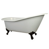 Kingston Brass Aqua Eden NHVCT7D653129B5 61-Inch Cast Iron Single Slipper Clawfoot Tub with 7-Inch Faucet Drillings, White/Oil Rubbed Bronze