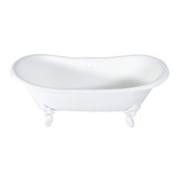 Kingston Brass Aqua Eden VCTNDS7231NLW 72-Inch Cast Iron Double Slipper Clawfoot Tub (No Faucet Drillings), White