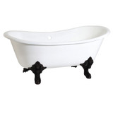 Kingston Brass Aqua Eden VCTNDS6731NL0 67-Inch Cast Iron Double Slipper Clawfoot Tub (No Faucet Drillings), White/Matte Black