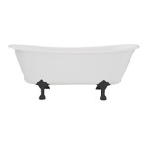 Kingston Brass Aqua Eden VCTND6728NH0 67-Inch Cast Iron Double Slipper Clawfoot Tub (No Faucet Drillings), White/Matte Black