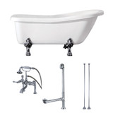 Kingston Brass Aqua Eden KTDE692823C1 67-Inch Acrylic Single Slipper Clawfoot Tub Combo with Faucet and Supply Lines, White/Polished Chrome