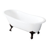 Kingston Brass Aqua Eden VCTND5431B5 54-Inch Cast Iron Slipper Clawfoot Tub without Faucet Drillings, White/Oil Rubbed Bronze
