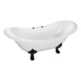 Kingston Brass  Aqua Eden VCT7D7231NC0 72-Inch Cast Iron Double Slipper Clawfoot Tub with 7-Inch Faucet Drillings, White/Matte Black