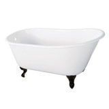 Kingston Brass Aqua Eden VCTND5728NT5 57-Inch Cast Iron Slipper Clawfoot Tub without Faucet Drillings, White/Oil Rubbed Bronze