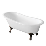 Kingston Brass Aqua Eden VCTND673122ZB5 67-Inch Cast Iron Single Slipper Clawfoot Tub (No Faucet Drillings), White/Oil Rubbed Bronze