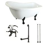 Kingston Brass  Aqua Eden KTDE692823C5 67-Inch Acrylic Single Slipper Clawfoot Tub Combo with Faucet and Supply Lines, White/Oil Rubbed Bronze