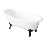 Kingston Brass Aqua Eden VCTND5731B0 57-Inch Cast Iron Slipper Clawfoot Tub without Faucet Drillings, White/Matte Black