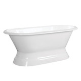 Kingston Brass Aqua Eden VCTND663024 66-Inch Cast Iron Double Ended Pedestal Tub (No Faucet Drillings), White