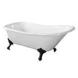 Kingston Brass Aqua Eden VCTND6630NF0 67-Inch Cast Iron Single Slipper Clawfoot Tub (No Faucet Drillings), White/Matte Black