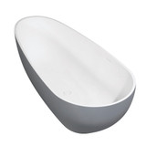 Kingston Brass Aqua Eden VRTOV713422WG Arcticstone 72" Egg Shaped Solid Surface Freestanding Tub with Drain, Glossy White/Matte Gray