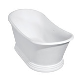 Kingston Brass Aqua Eden VRTDS673026 Arcticstone 67" Double Slipper Solid Surface Pedestal Tub with Drain, Glossy White/Matte White