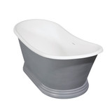 Kingston Brass Aqua Eden VRTDS673026WG Arcticstone 67" Double Slipper Solid Surface Pedestal Tub with Drain, Glossy White/Matte Gray