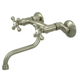 Kingston Brass KS216SN Kingston Two Handle Wall Mount Bathroom Faucet, Brushed Nickel