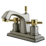 Kingston Brass KS8649DX 4 in. Centerset Bathroom Faucet, Brushed Nickel/Polished Brass