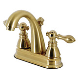 Kingston Brass  Fauceture FSY5613ACL American Classic 4 in. Centerset Bathroom Faucet with Plastic Pop-Up, Brushed Brass