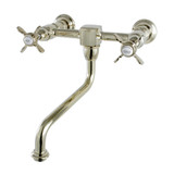 Kingston Brass KS1212BEX Essex Wall Mount Bathroom Faucet, Polished Brass