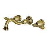 Kingston Brass KS3123AL Vintage 2-Handle Wall Mount Bathroom Faucet, Antique Brass