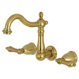 Kingston Brass KS1257AL 8-Inch Center Wall Mount Bathroom Faucet, Brushed Brass