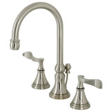 Kingston Brass KS2988CFL Century Widespread Bathroom Faucet with Brass Pop-Up, Brushed Nickel