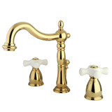 Kingston Brass KB1972PX Heritage Widespread Bathroom Faucet with Brass Pop-Up, Polished Brass