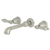 Kingston Brass KS7128AL Two-Handle Wall Mount Bathroom Faucet, Brushed Nickel