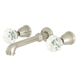 Kingston Brass KS7128KWL Krystal Onyx Two-Handle Wall Mount Bathroom Faucet, Brushed Nickel