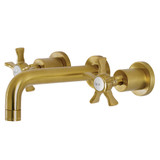 Kingston Brass KS8127NX Hamilton Two-Handle Wall Mount Bathroom Faucet, Brushed Brass