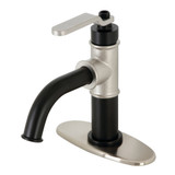 Kingston Brass KSD2828KL Whitaker Single-Handle Bathroom Faucet with Push Pop-Up, Matte Black/Brushed Nickel