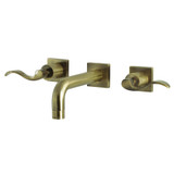 Kingston Brass KS6123DFL NuWave Two-Handle Wall Mount Bathroom Faucet, Antique Brass