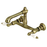 Kingston Brass KS7243PL Wall Mount Bathroom Faucet, Antique Brass