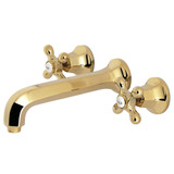 Kingston Brass KS4122AX Metropolitan 2-Handle Wall Mount Bathroom Faucet, Polished Brass