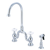 Kingston Brass KS7791PXBS English Country Bridge Kitchen Faucet with Brass Sprayer, Polished Chrome