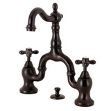 Kingston Brass KS7975AX English Country Bridge Bathroom Faucet with Brass Pop-Up, Oil Rubbed Bronze