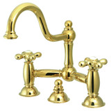 Kingston Brass KS3912AX Restoration Bathroom Bridge Faucet, Polished Brass