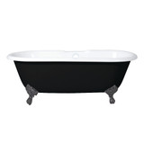 Kingston Brass Aqua Eden VBT7D663013NB5 66-Inch Cast Iron Double Ended Clawfoot Tub with 7-Inch Faucet Drillings, Black/White/Oil Rubbed Bronze