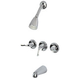 Kingston Brass KB2231YL Yosemite Three-Handle Tub and Shower Faucet, Polished Chrome