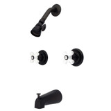 Kingston Brass KB245PX Magellan Tub & Shower Faucet with Porcelain Handles, Oil Rubbed Bronze