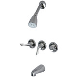 Kingston Brass KB2238YL Yosemite Three-Handle Tub and Shower Faucet, Brushed Nickel